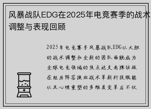 风暴战队EDG在2025年电竞赛季的战术调整与表现回顾