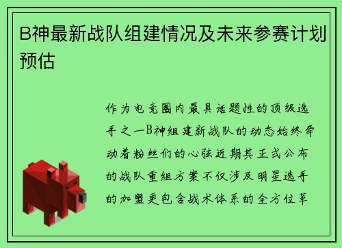 B神最新战队组建情况及未来参赛计划预估